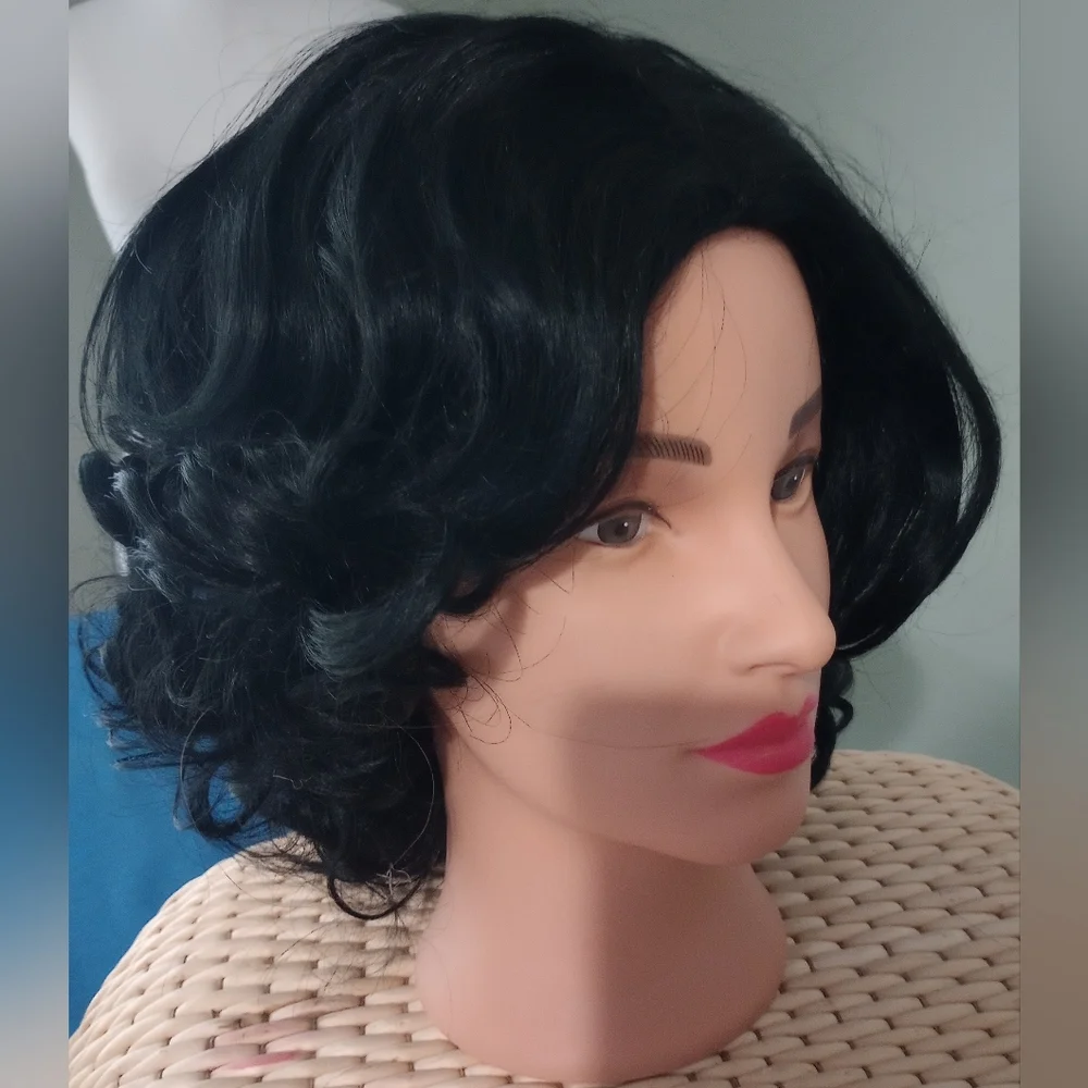 New Black Curly Bob Wig 12
